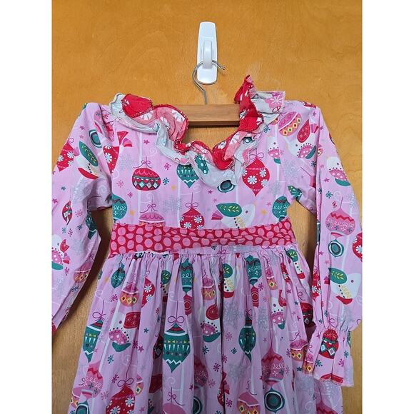 Jelly The Pug Dress Noel Ornament Meghan Tea Party Ruffle Size 6 Girl - Picture 2 of 4